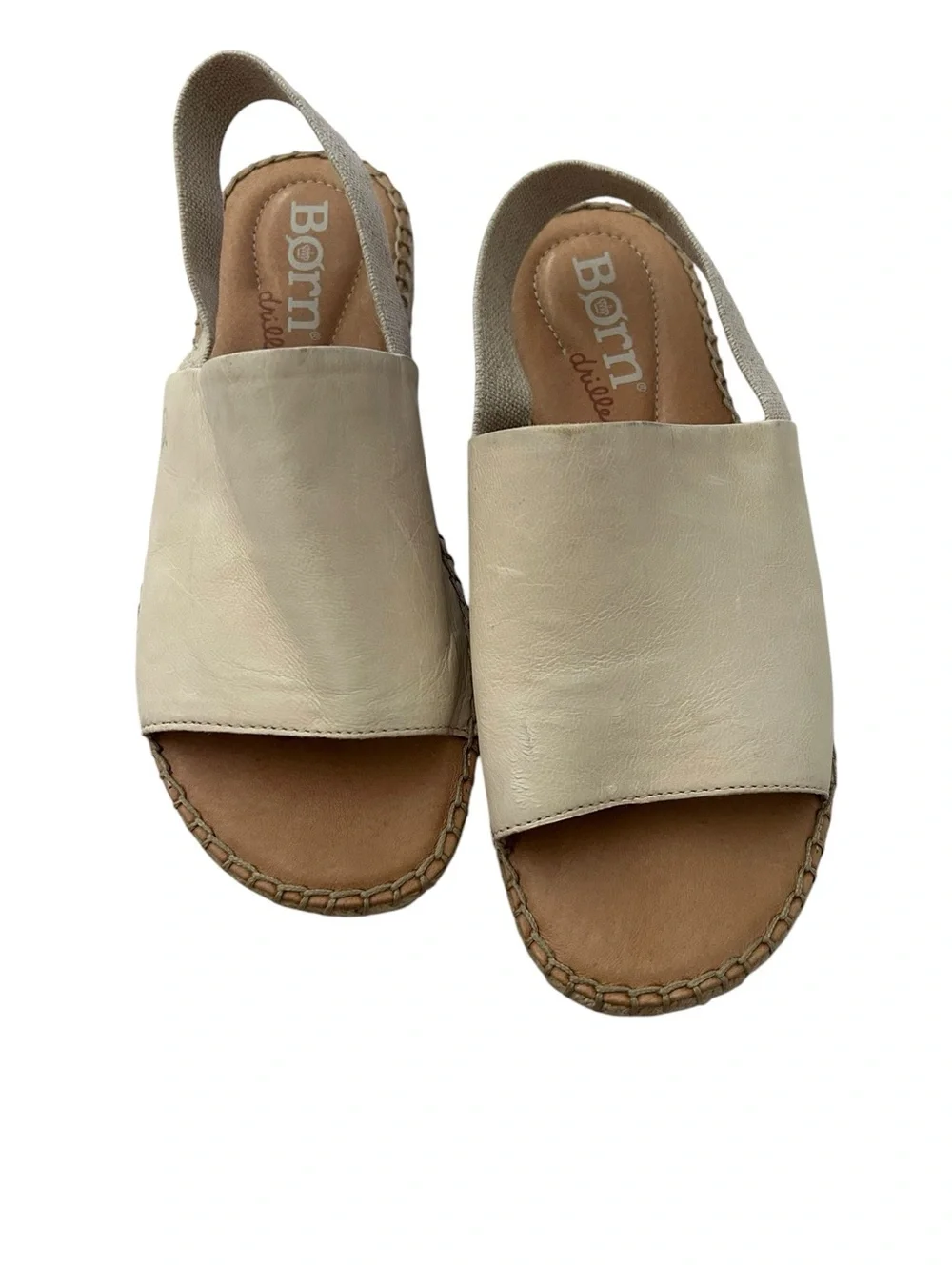 Born Cream Leather Espadrille Slingback Sandals
